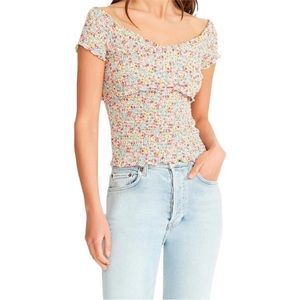 BB Dakota Women’s Size S Floral Off The Shoulder Smocked Top
